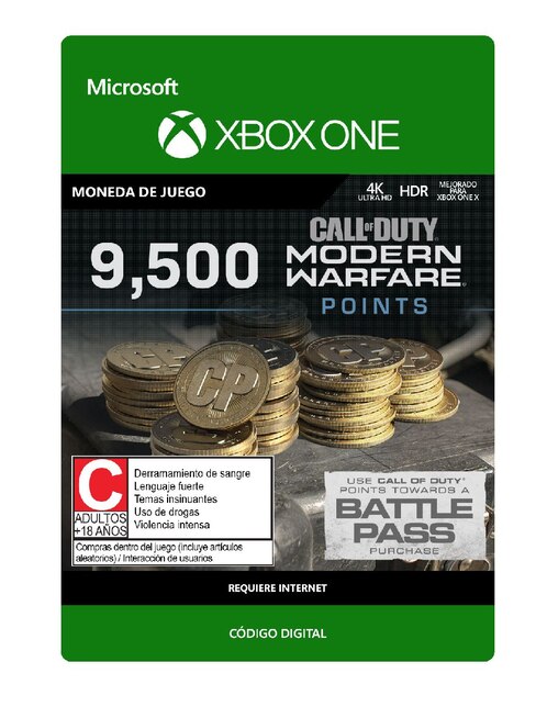 Call Of Duty: Modern Warfare dinero virtual 9,500 para Xbox One