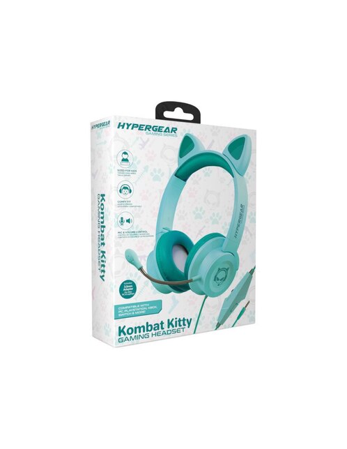 Audífonos Over-Ear Hypergear Kitty Kombat alámbricos Verde