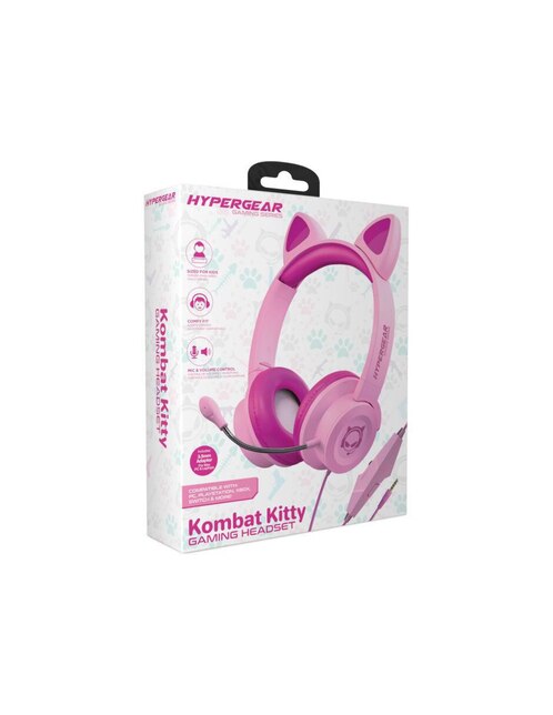 Audífonos Over-Ear Hypergear Kitty Kombat alámbricos Rosa