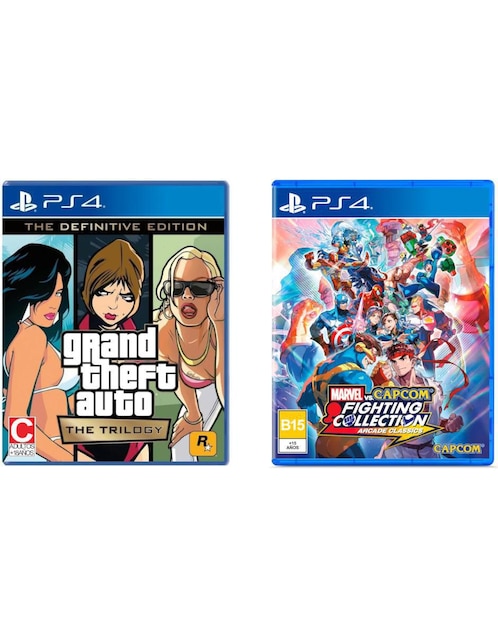 PLAYSTATION GTA The Trilogy The Definitive Edition + Marvel Vs Capcom Fighthing Collection Playstation para PS4