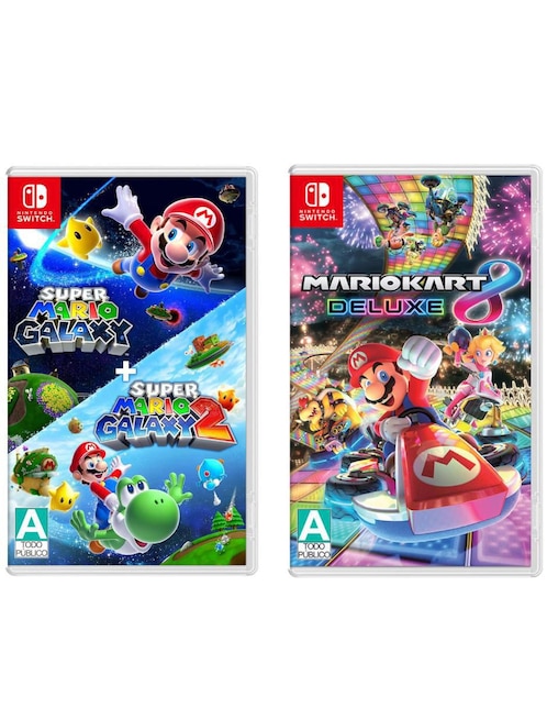 NINTENDO Super Mario Galaxy + Super Mario Galaxy 2 + Mario Kart 8 Nintendo bundle para Nintendo Switch