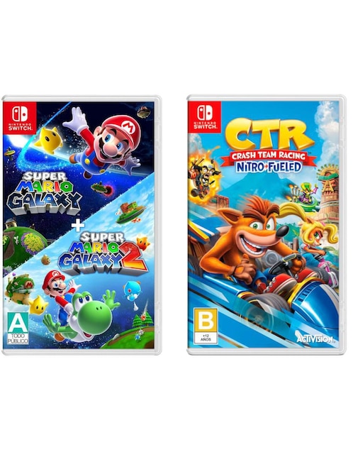 NINTENDO Super Mario Galaxy + Super Mario Galaxy 2 + Crash Team Racing Nitro Fueled Nintendo bundle para Nintendo Switch