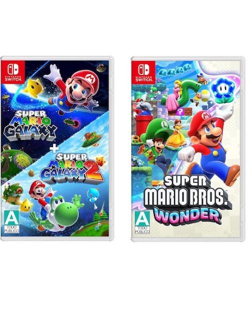 NINTENDO Super Mario Galaxy + Super Mario Galaxy 2 + Super Mario Bros Wonder Nintendo bundle para Nintendo Switch