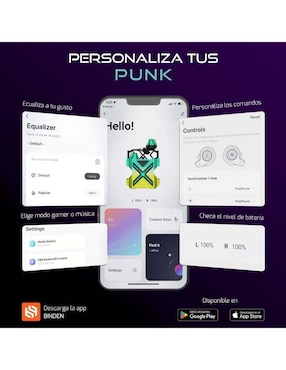 Audífonos True Wireless Binden Dark Punk inalámbricos