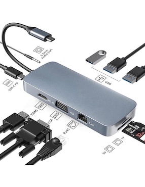 Adaptador multipuertos Genérica Hub 10 en 1