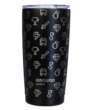 Termo Ground Gaming De Metal Gamer 8-Bit Con Tapa A Presión 750 Ml