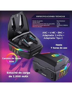 Audífonos True Wireless Binden Dark Dominator inalámbricos con cancelación de ruido