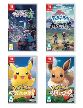 Pokemon Legends Z-A Game + Pokemon Legends Arceus + Pokemon Let's Go Pikachu + Pokemon Let's Go Eevee Nintendo bundle para Nintendo Switch