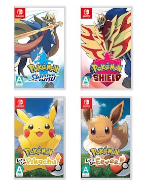 Pokemon Sword + Pokemon Shield + Pokemon Let's Go Pikachu + Pokemon Let's Go Eevee Nintendo bundle para Nintendo Switch