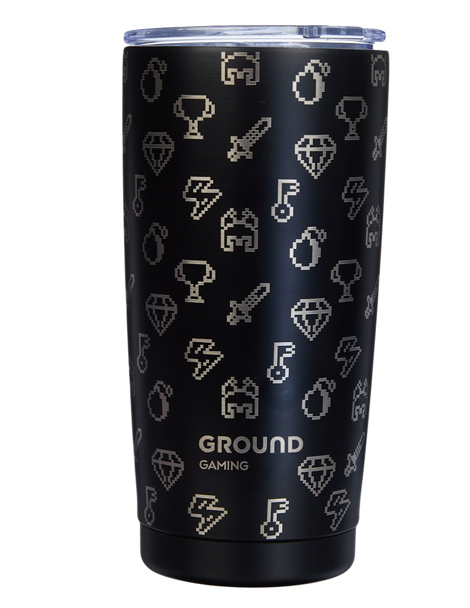 Termo de metal Gamer 8-Bit con tapa a presión 750 ml