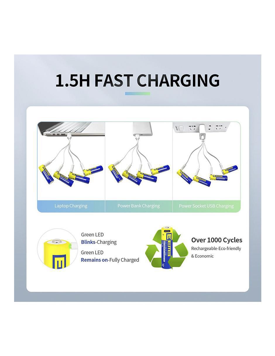 Paquete de pilas AA ión de litio 1.5 V 3