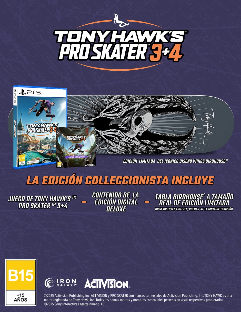 Tony Hawk'S Pro Skater 3+4 collectors para PS5 4