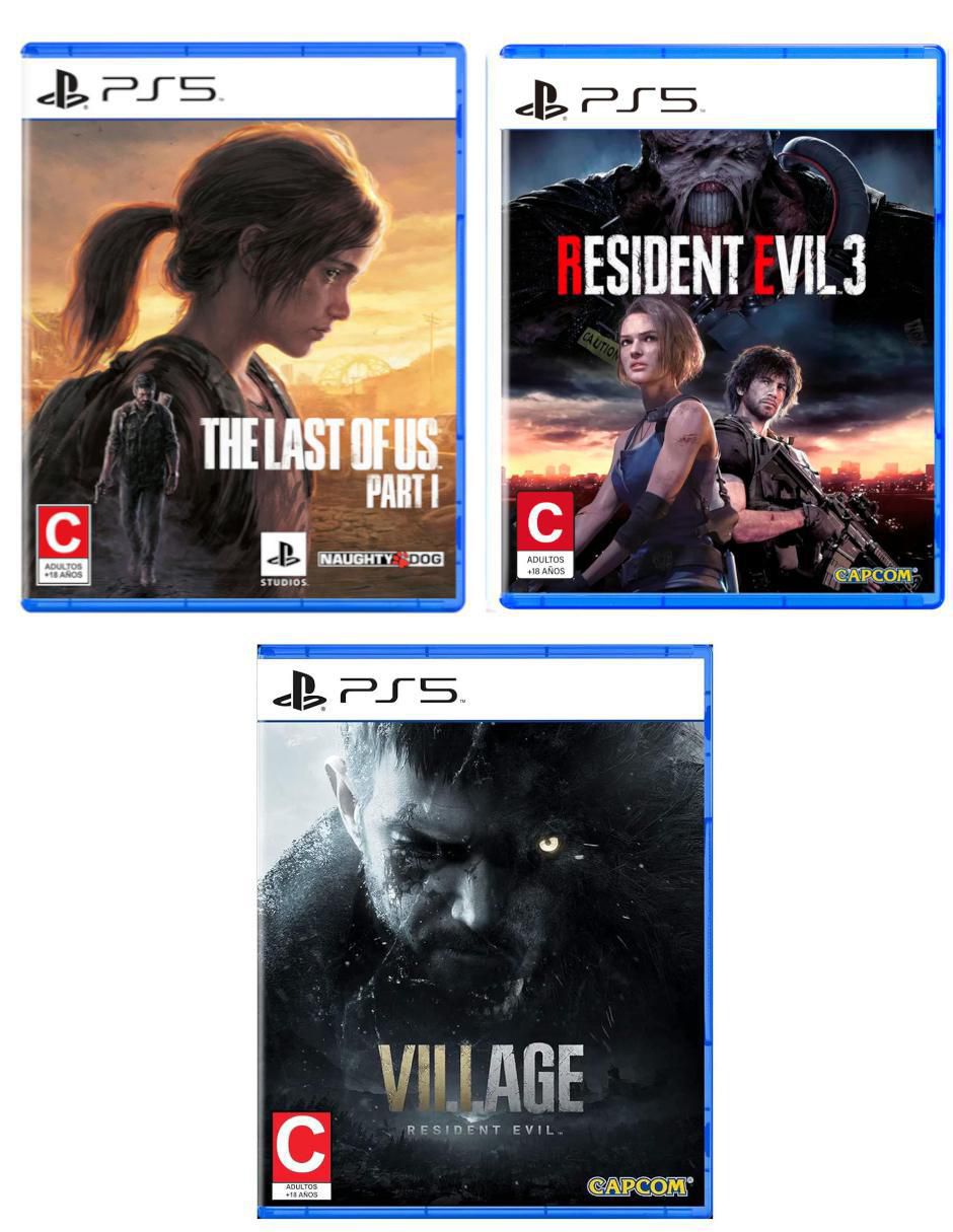 The Last Of Us Part I + Resident Evil 3 + Resident Evil Village bundle para PS5 The Last Of Us Part I + Resident Evil 3 + Resident Evil Village bundle para PS5